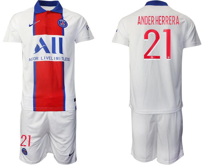 Men 2020-2021 club Paris St German away #21 white Soccer Jerseys